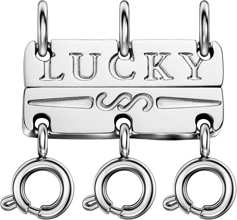 Qulltk Lucky Necklace Separator for Layering Strong Magnetic Clasps, 14K Gold and Silver Multiple Necklace Clasps for Layered Look - Image 1